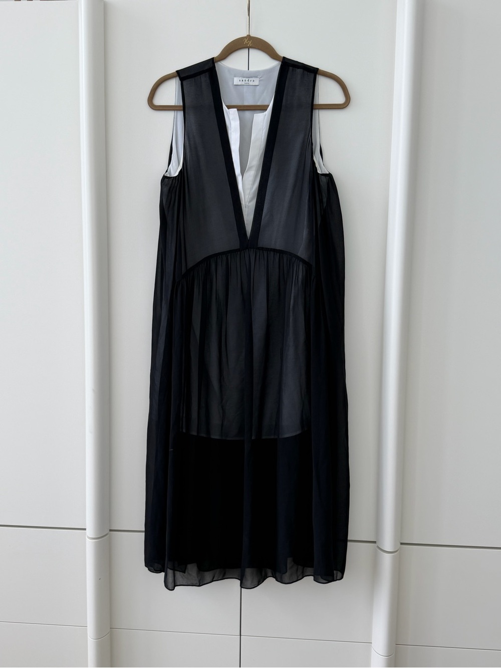 Sandro Paris Riham black midi dress/sleeveless. M